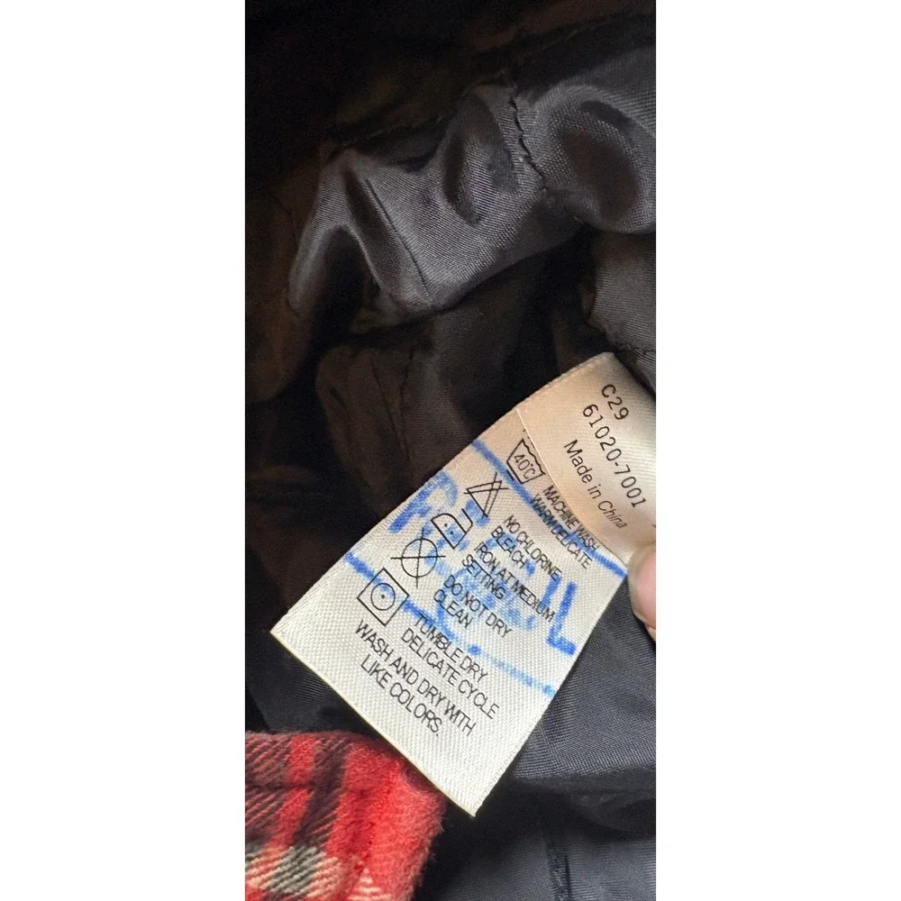Levis Red Tab Men Medium Quilted Flannel Shirt Jacket Red Black Plaid 61020-7001